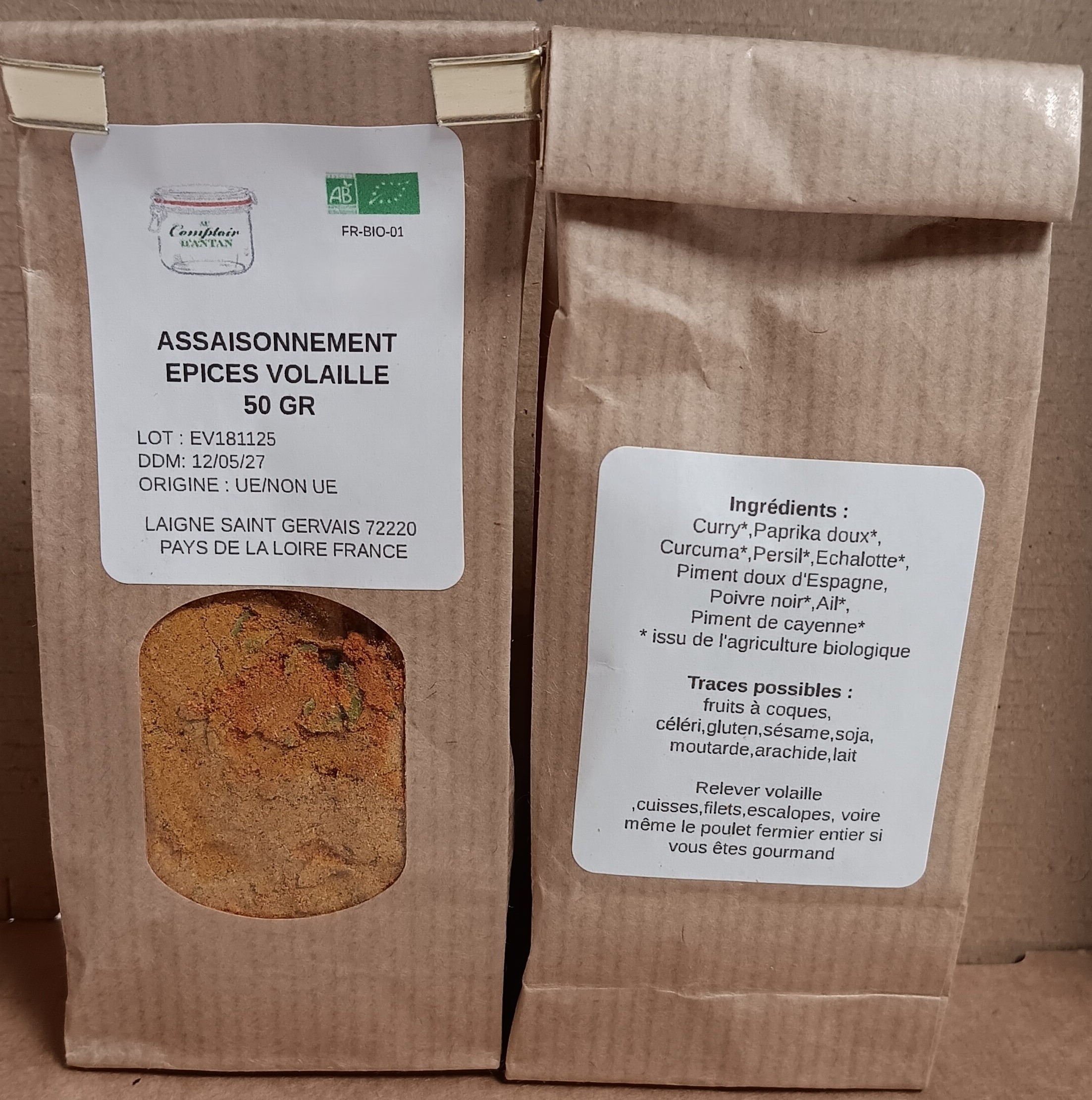 Assaisonnement épices volailles 50 gr bio
