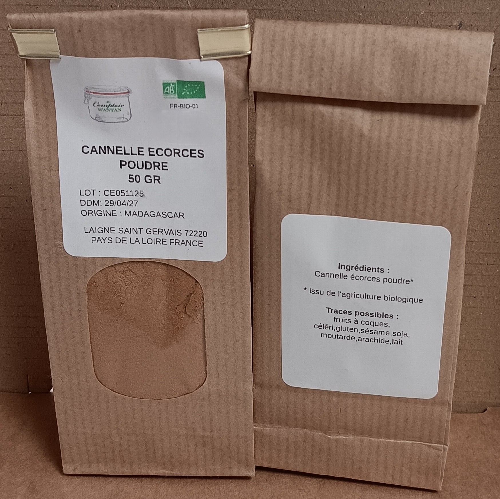 Cannelle écorces poudre 50 gr bio