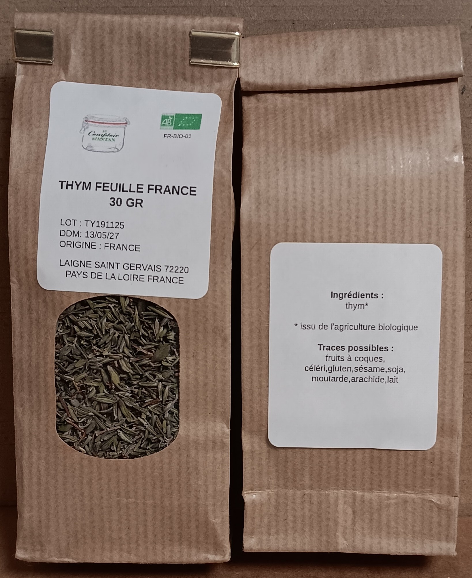 Thym feuille France 50 gr bio