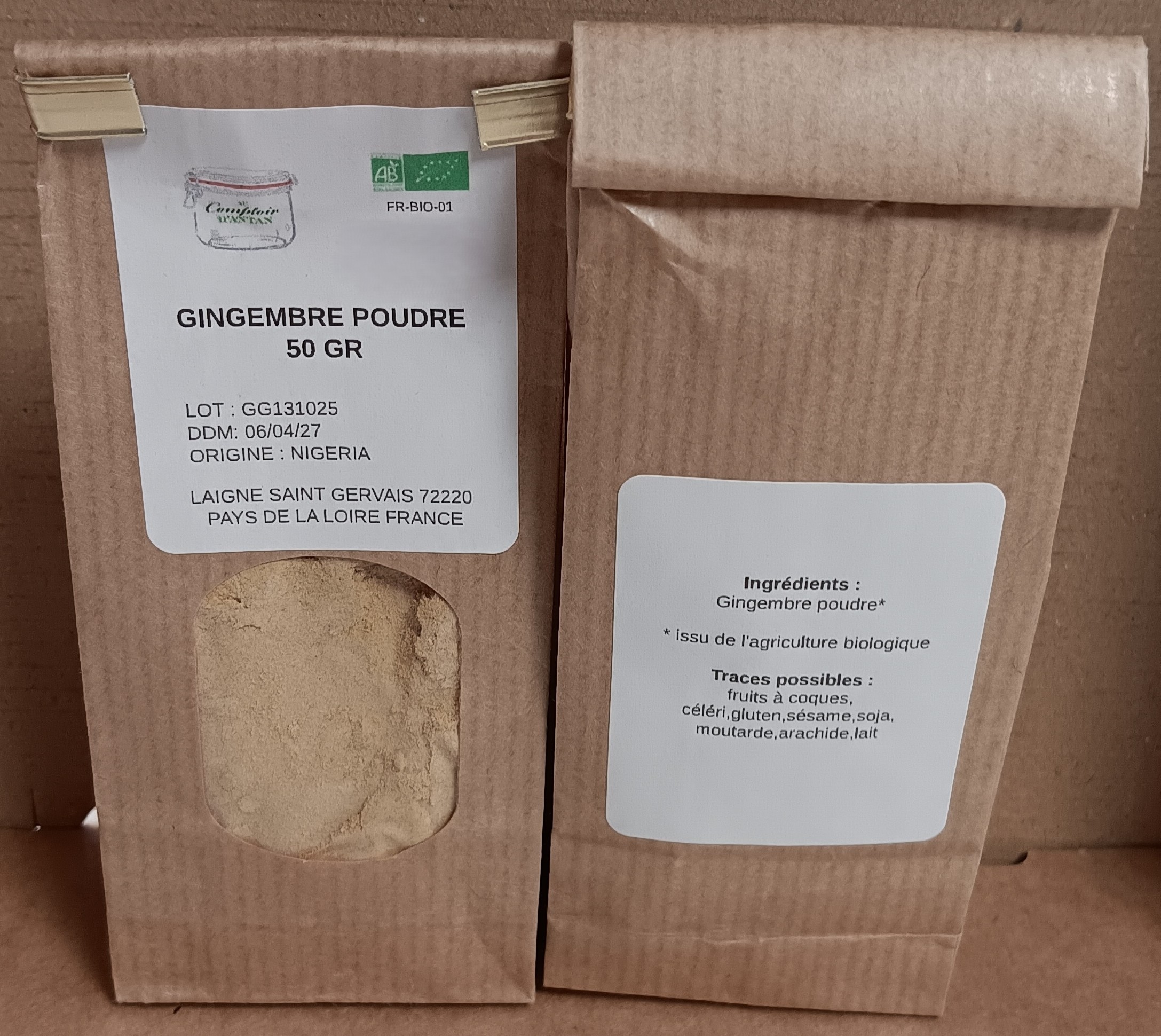 Gingembre poudre bio 50 gr