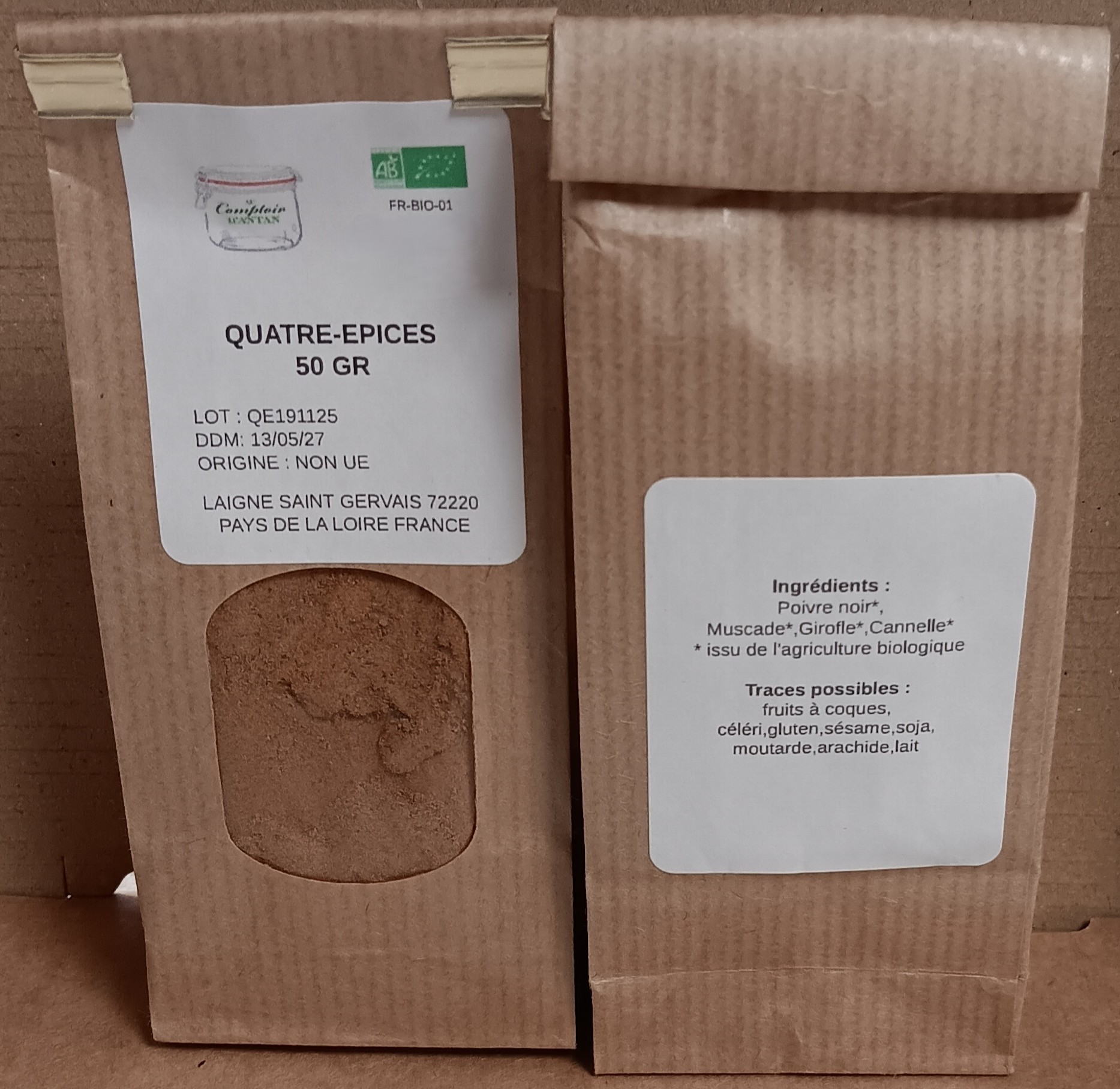 Ingrédients quatre-épices 50 gr bio